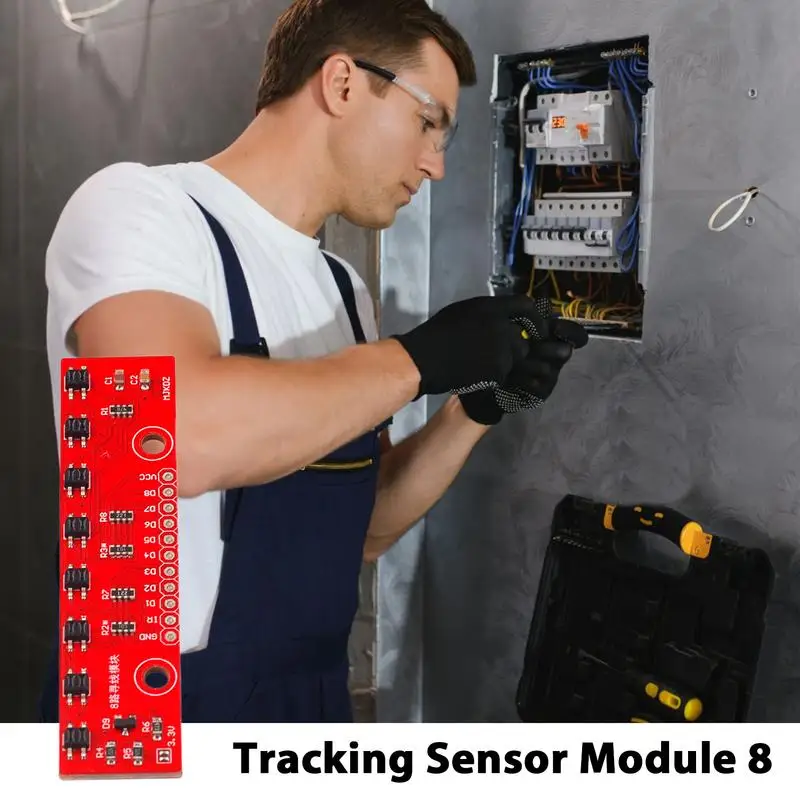 8 Channel Tracking Modules Barrier Track Sensor 3.3V-5V Follower Modules 8 Bit Detection Board PCB Material 8 Sensors For