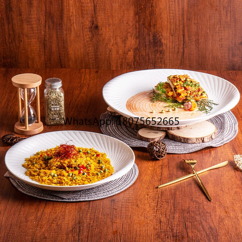 New premium ceramic japanese-style plate - ideal for home use, western cuisine, and stir-fries