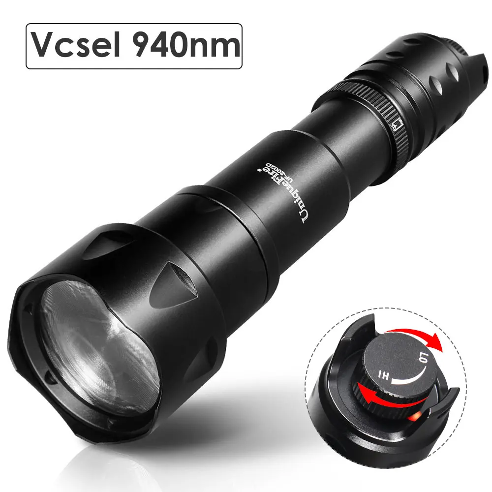 

UniqueFire New 2002D Vcsel 940nm LED Hunting Flashlight Fresnel Lens Zoom Night Vision Dimmer Swtich Torch Max.1000 Meters