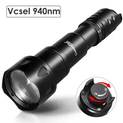 UniqueFire New 2002D Vcsel 940nm LED Hunting Flashlight Fresnel Lens Zoom Night Vision Dimmer Swtich Torch Max.1000 Meters