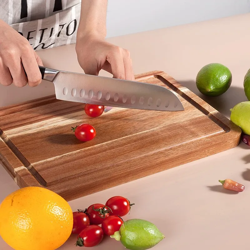 لوح تقطيع خشب السنط، لوح تقطيع الفاكهة من الخشب الصلب، لوح تقطيع شرائح اللحم، غير مطلي، لوح تقطيع خشب السنط المعلق #4