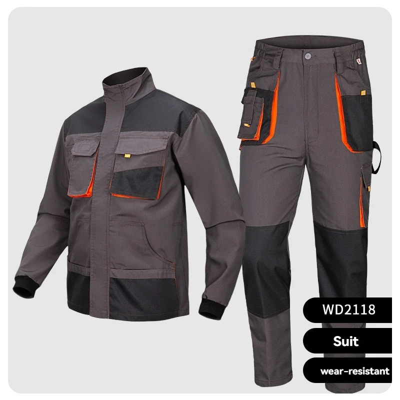 Labor Clothes Work Jacket and Pants Set Men Construction Multi Pockets Factory Workshop Uniforms Workwear Suit Painter