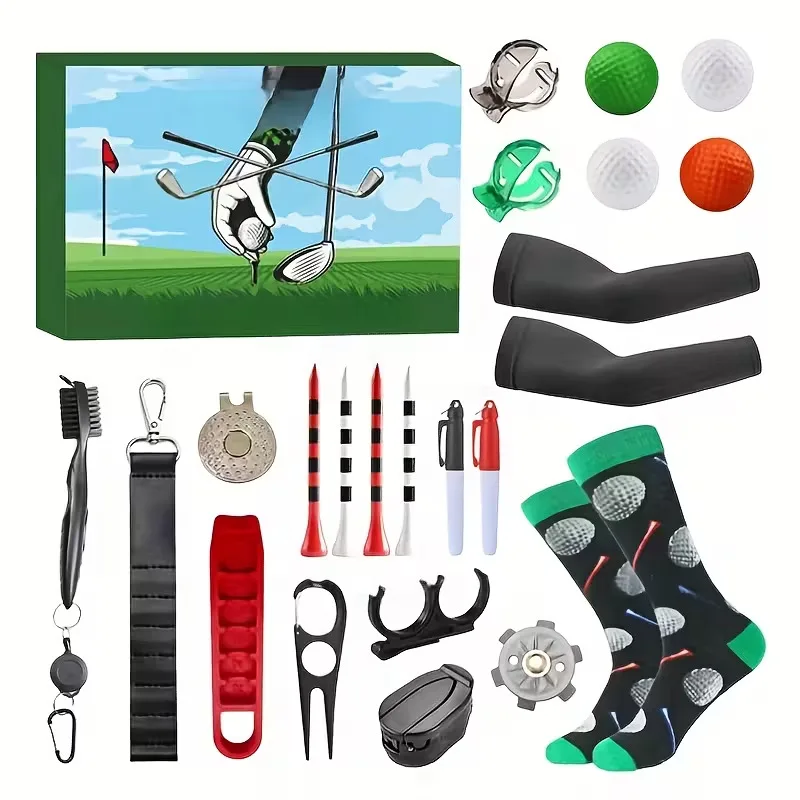 

Christmas Countdown Calendar Golf 24 Days Markers Tees Balls Golf Advent Calendar Golf Themed Gift Creative Holiday Surprise