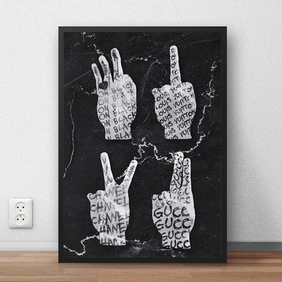 

Classic Canvas Painting for Home Decor, Gesture Black and White Posters, Wall Art, Prints for Living Room, Artwork Pictures