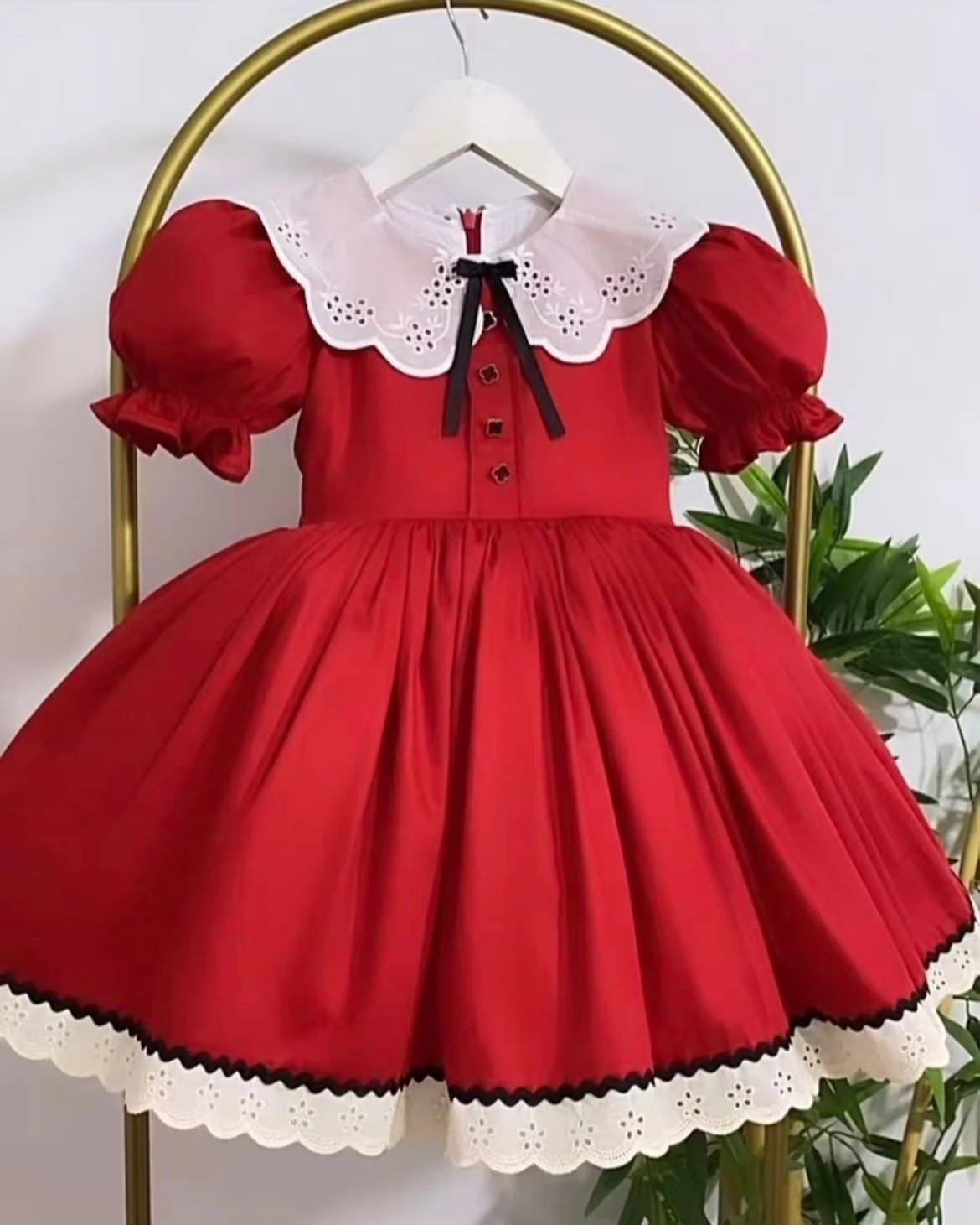 

0-12Y Baby Girl Summer Red Vintage Princess Dress for Birthday Photography Holiday Eid Christmas B67