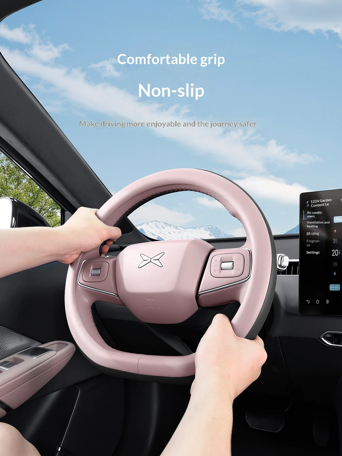 For XPENG MONA M03 Xiaopeng Car Original Color Interior Anti Slip Sweat Absorbent Breathable Steering Wheel Cover