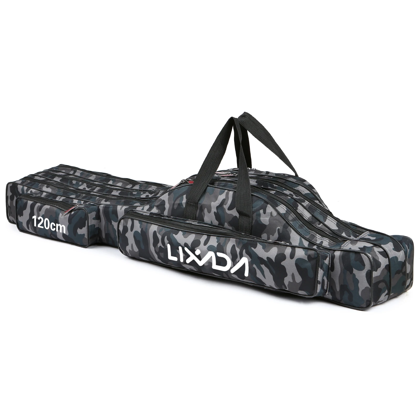 Lixada 3 Layers Fishing Pole Bag Portable Folding Rod Carry Case Fishing Reel Tackle Storage Bag Case