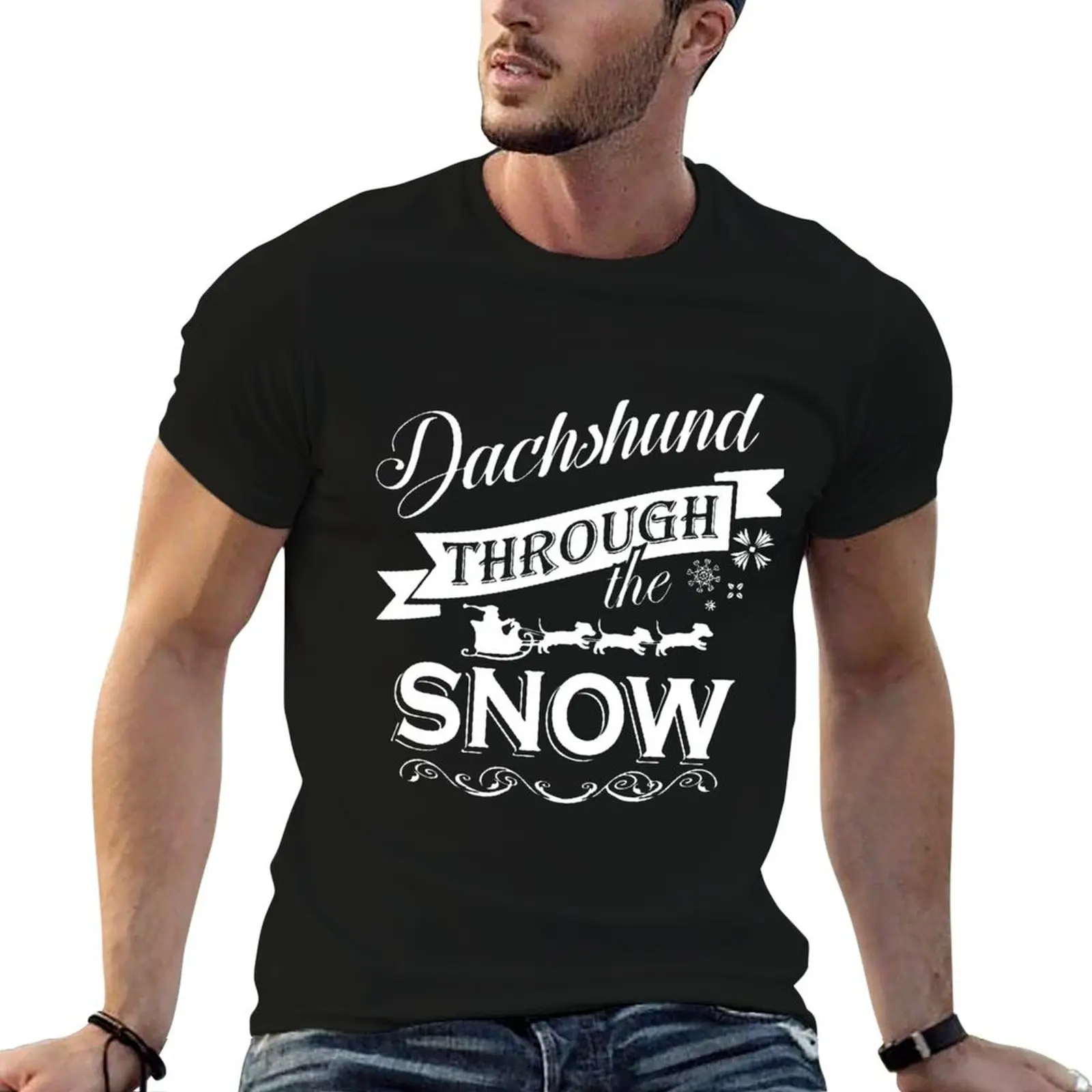 

t T-Shirt shirt cotton man t slim the fit through for man snow shirts Dachshund