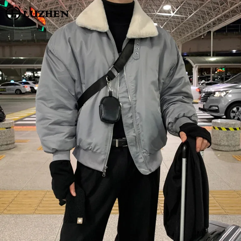 LUZHEN أنيقة الرجال الكورية شتاء دافئ صوف الضأن تصميم مبطن الستر تنوعا ملابس الشباب الذكور غير رسمية الشارع 2024 JY4702 #1