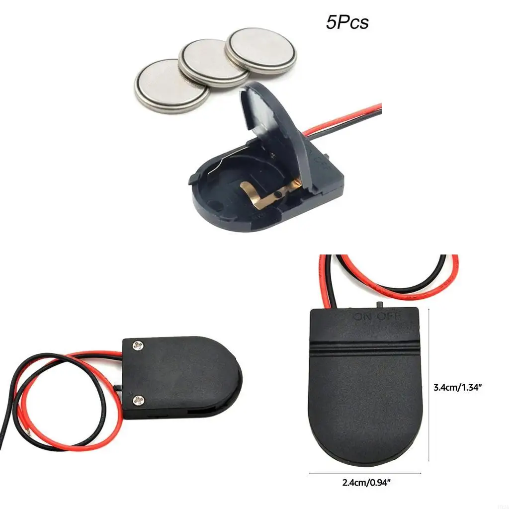 193A 5Pcs Dustproof Coin Cell Box  Button Battery Container with On/Off Switch