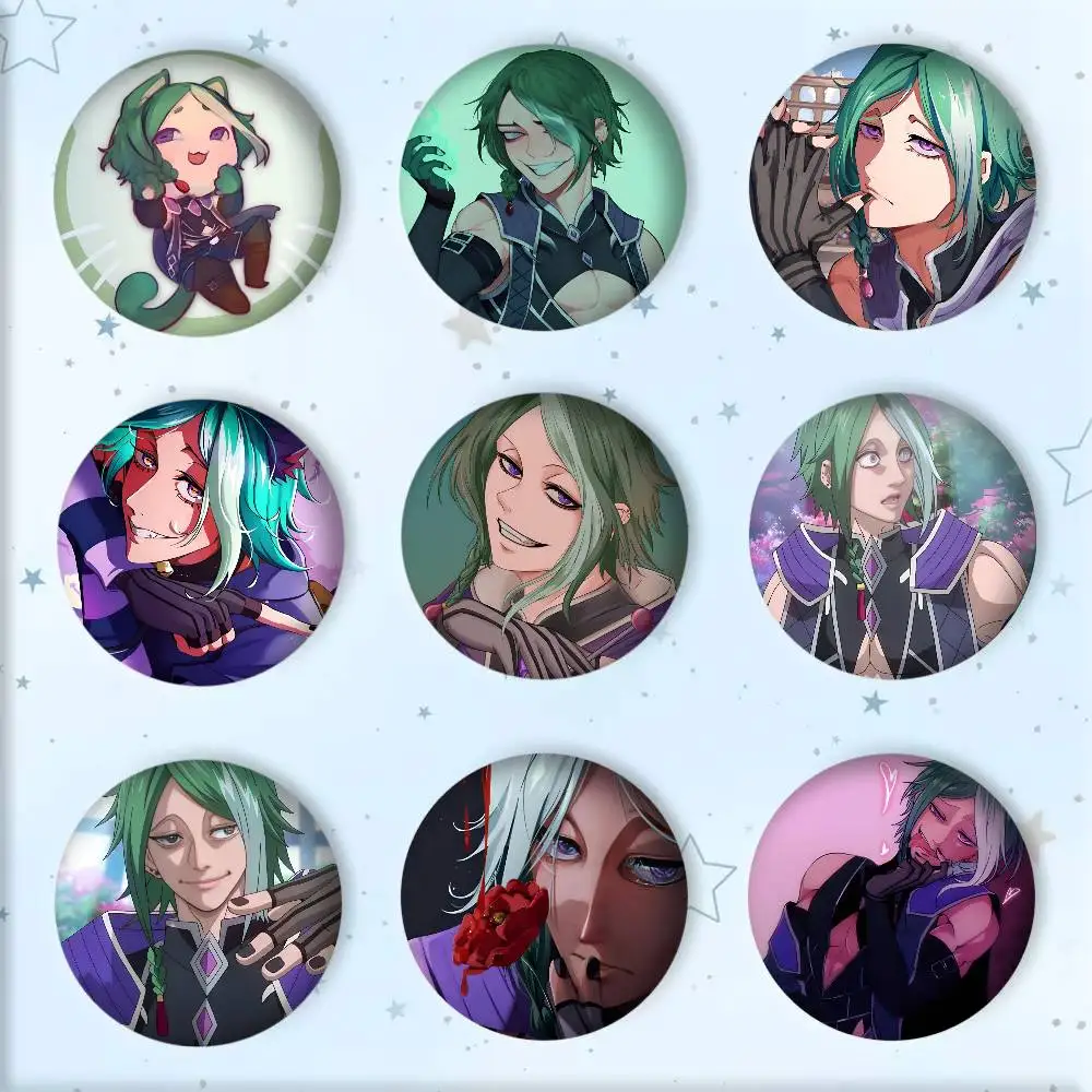 Cartoon Anime R-Record of R-Ragnarok Loki Badge Tinplate Round Laser Brooch Clothes Backpack Accessories Lapel