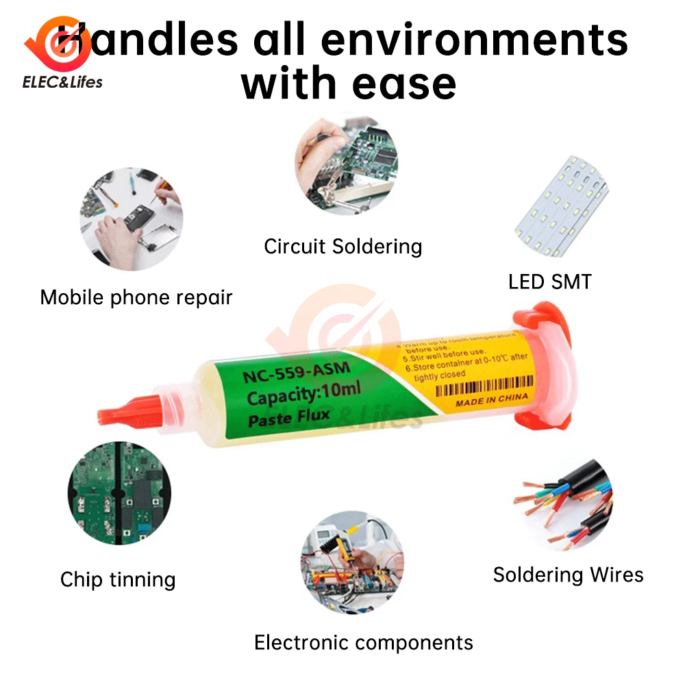 Nc-559-ASM Flux Bga Liquid Solder for Soldering Syringe Solder Paste 10ml Flux for Soldering No Cleaning Welding Tools