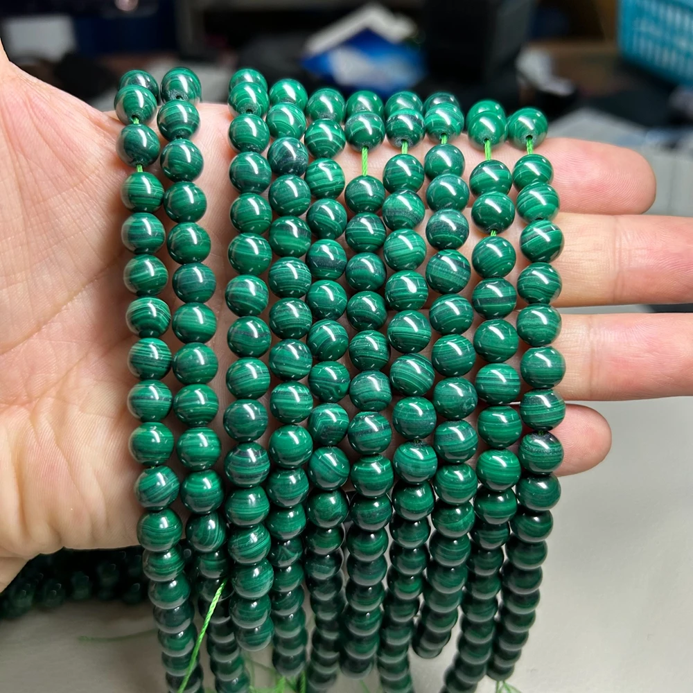 38cm 3A Natural Green Malachite 2mm 3mm 4mm 6mm 8mm 10mm 12mm 14mm Round String Beads