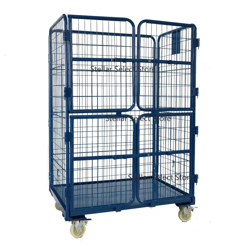 Folding Logistics Trolley Mobile Storage Cage Cart Express Workshop Material Supermarket Utility Cart for Garment Factory