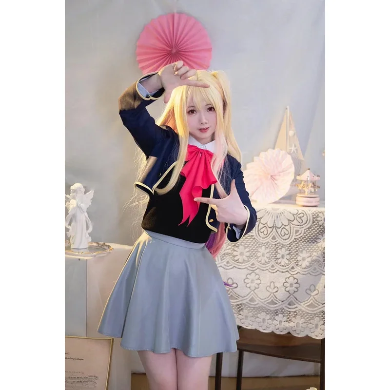 DY20Anime Oshi No Ko Cosplay Ai Hoshino Ruby Akuamarin Arima Kana disfraz peluca rosa vestido de Lolita falda de escenario fiesta de Halloween Outf