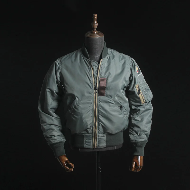 

Early Nylon MA Flight Jaet Outerwear Thi Double-Sided Wool Fce Lined ort MA for Men Winter Stand Fit Long Sve