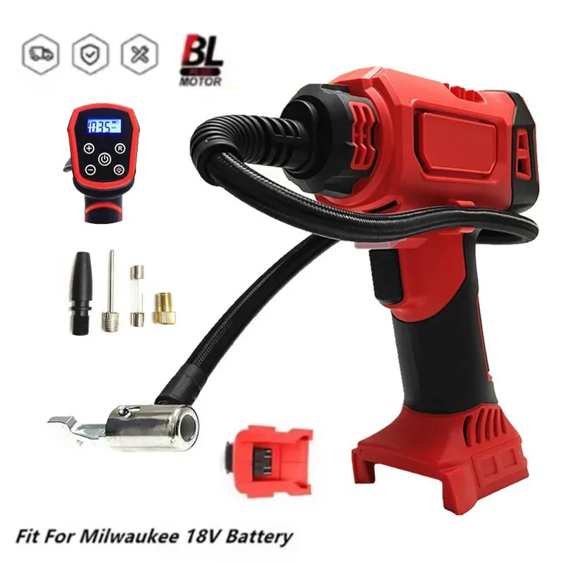 Fit for Milwaukee 18V Battery Electric Air Pump Cordless Car Tire Automatic Inflator Handheld Air Compressor Power Tools