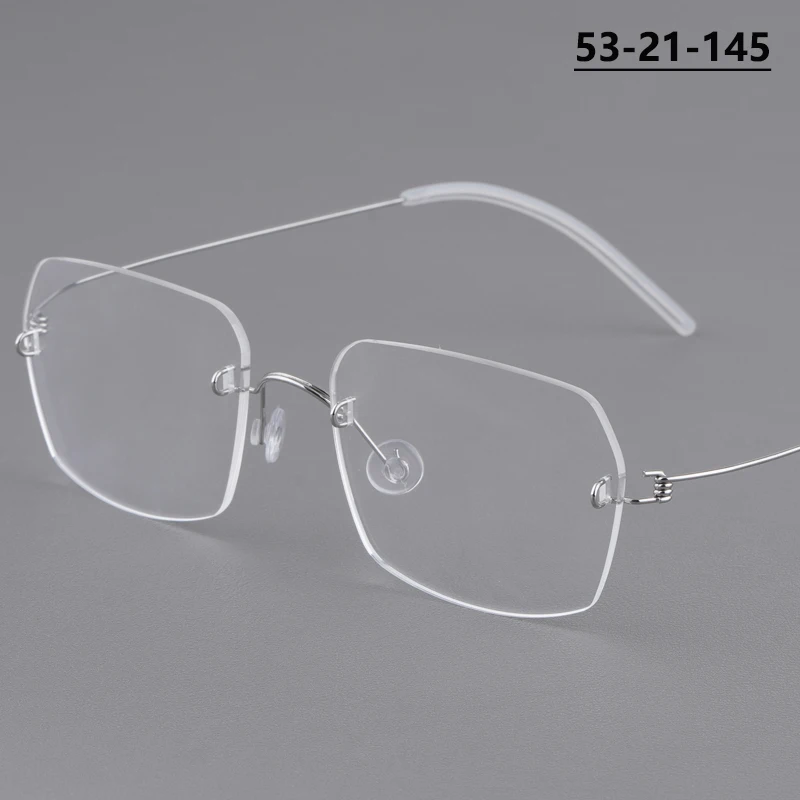 Denmark Brand Men Rimless Sqaure Glasses Frame Titanium Ultralight Screwless Eyeglass Wire Rim Design Spectacles Polygon Eyewear