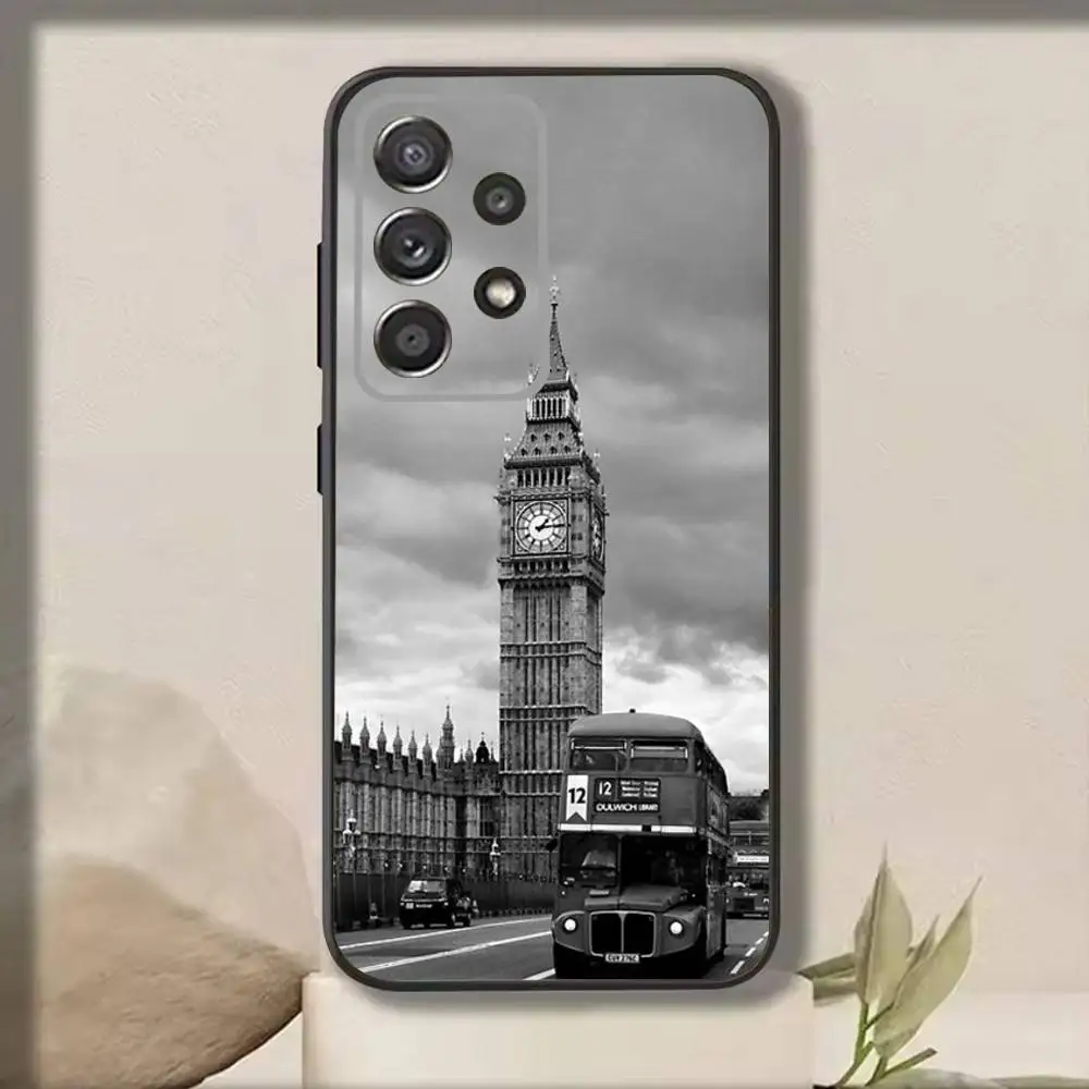 L-London Bus England Big Ben  Phone Case For Samsung S25,S24,S21,S22,S23,S30,Ultra,S20,Plus,Fe,Note,10,9,5G Black Cover
