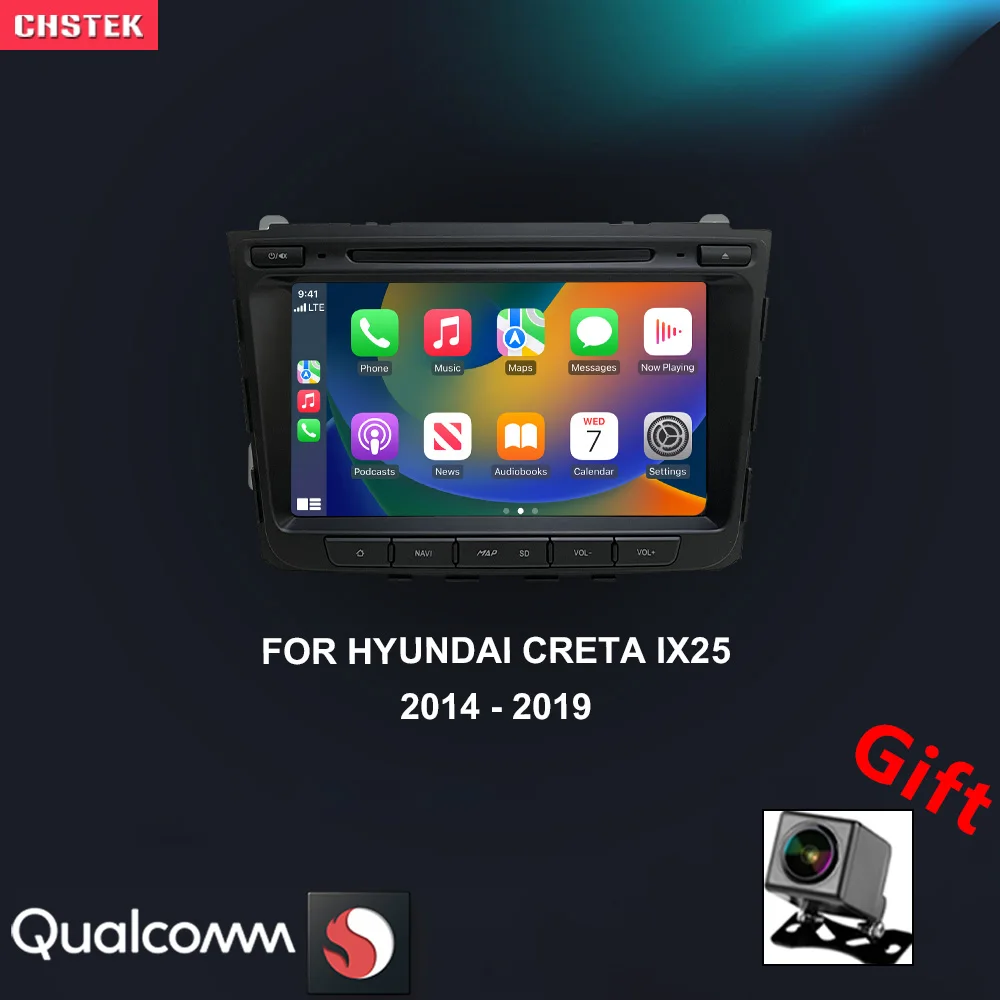 

CHSTEK Car Radio 8" Carplay For Hyundai Creta IX25 2014-2019 Android 13 Multimedia Navigation Bluetooth WIFI 4G 256G Auto Stereo
