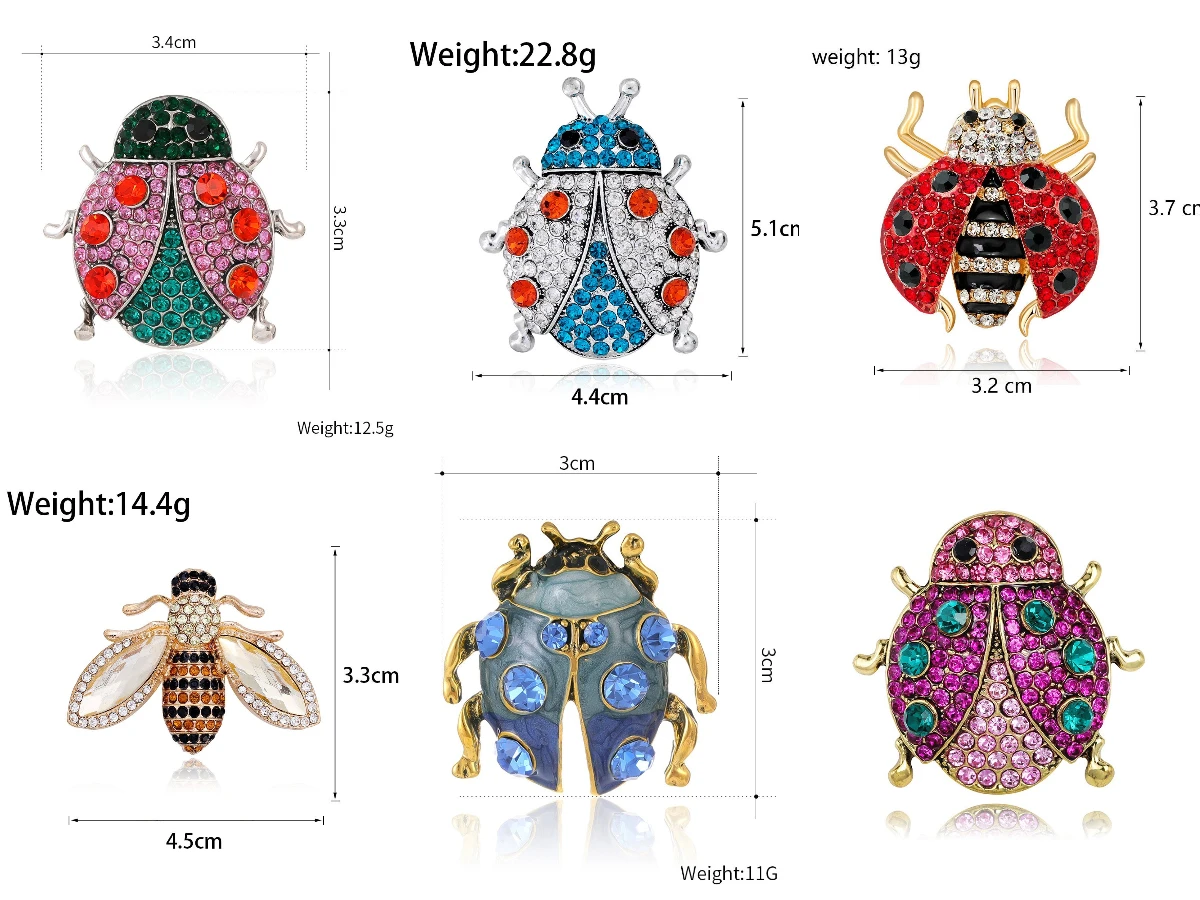 Cross border alloy diamond encrusted Beetle brooch, personalized, creative, fashionable cartoon insect pin accessory
