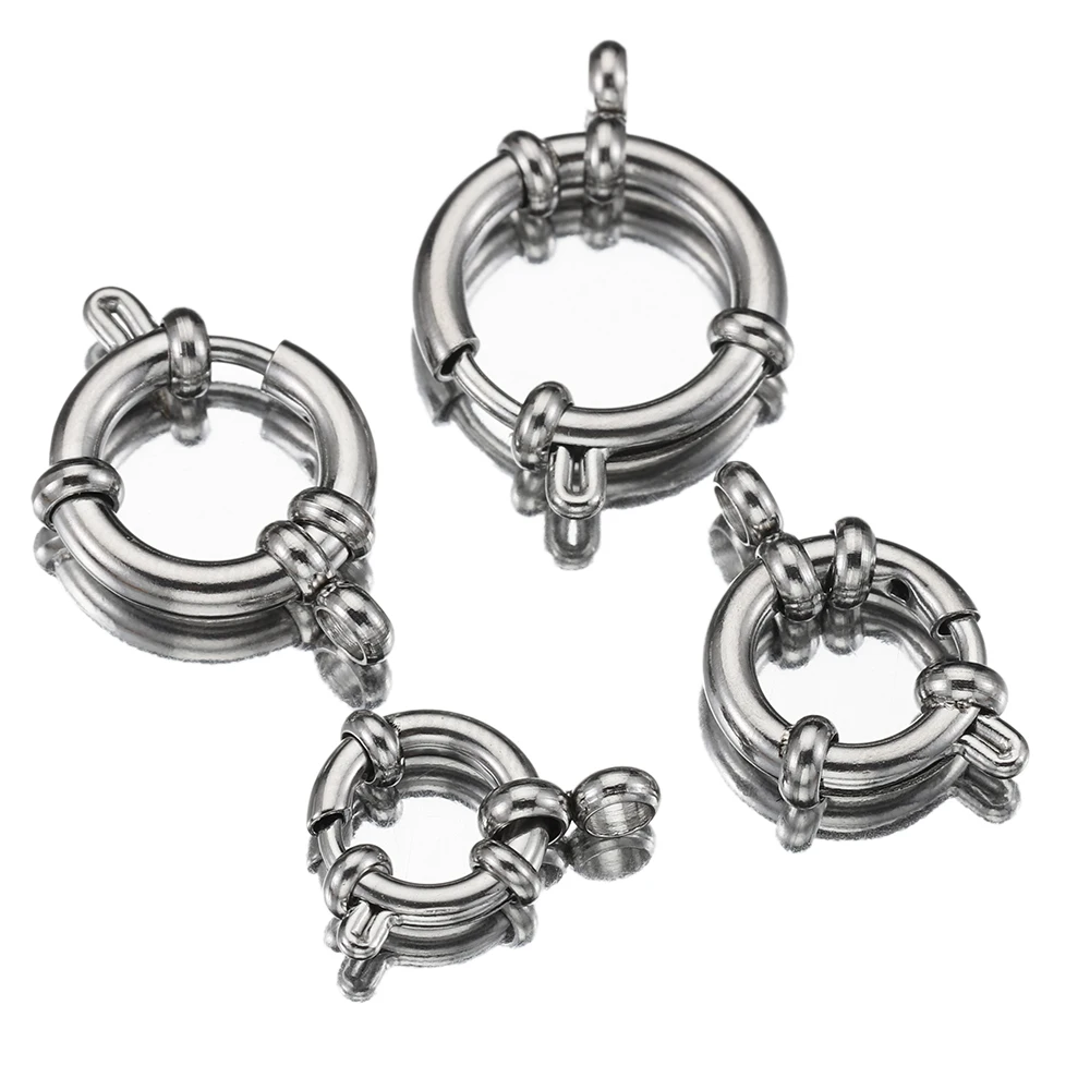 4pcs Stainless Steel Spring Clasps 10-18mm Round Sailor Clasp Bracelet Connector DIY Clavicle Necklace Supplies Jewelry Findings