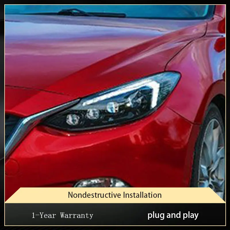 أضواء السيارة لمازدا 3 Axela 2014 2015 2016 Mazda3 المصباح DRL رئيس مصباح أضواء الجبهة 4 العارض عدسة تسليط الضوء على الملحقات #4