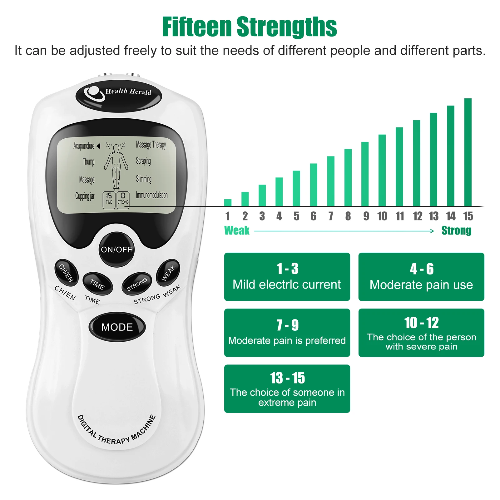 Unidad Tens de 8 modos EMS Estimulador muscular fisioterapia microcorriente pulso de baja frecuencia anticelulítico masajeador corporal eléctrico EMS