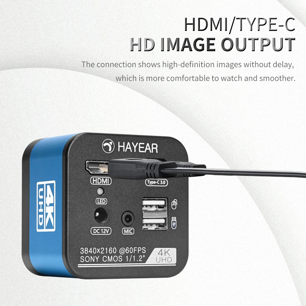 Real 4K 60FPS IMX585 Sensor UHD Measure Digital Electronic Microscope Camera 8MP HDMI USB Type-C 3.0 for SMT Soldering Lab