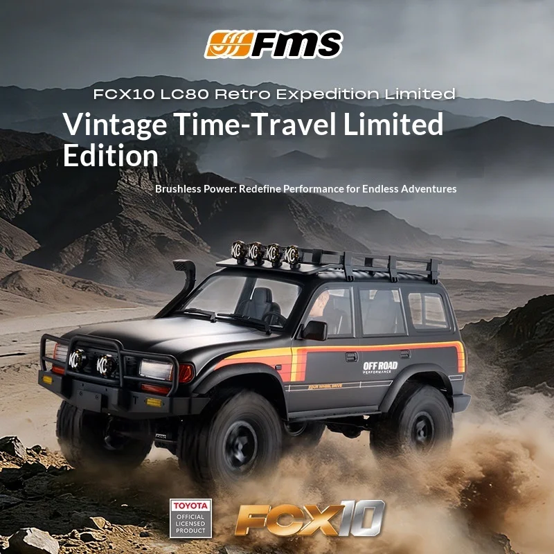 

Радиоуправляемая модель FMS FCX10 LC80 Retro Expedition Limited 1/10, электрический внедорожник Toyota Land Cruiser с бесщеточным двигателем и LED-подсветкой
