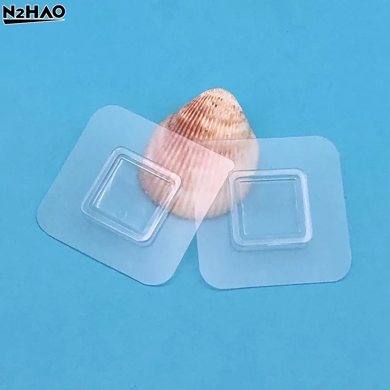 1Pc Transparent Wall Self Adhesive Hook Transparent Wire Shelf Wall Mount Sticker Sided Fixing Patch For Kitchen Bathroom Gadget