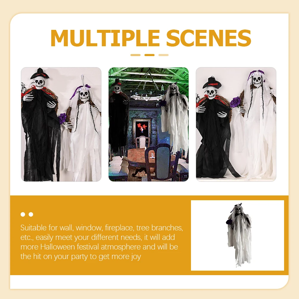 

Ghost Door Hanging Decor Halloween Skull Wreath Wall Window Hanging Party Decoration Haunted House Prop Supplies