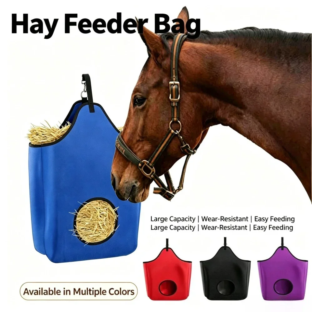 Horse Hay Feeder Bag Large Capacity Wear Resistant Hanging Hay Storage Pouch Easy Feeding for Stall Horse Farm Supplies