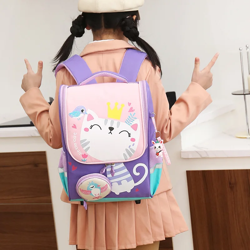 New Children\'s Space Schoolbags Cartoon Kitten 1-2 Grade Primary Cute Fashion School Backpack Preschool Boys and Girls Backpack