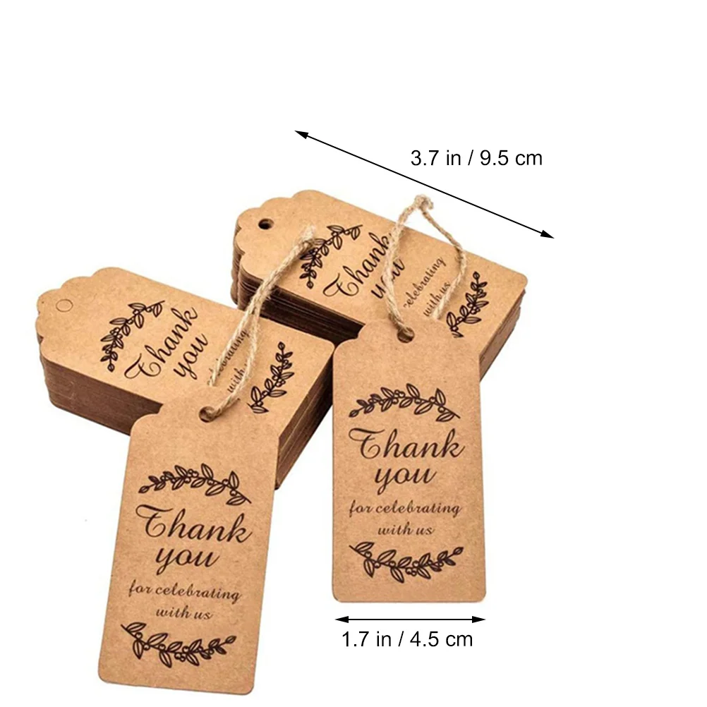 100 Pcs Labels The Gift Wavy Kraft Paper Present Tag Wedding Wave Hanging Thank You