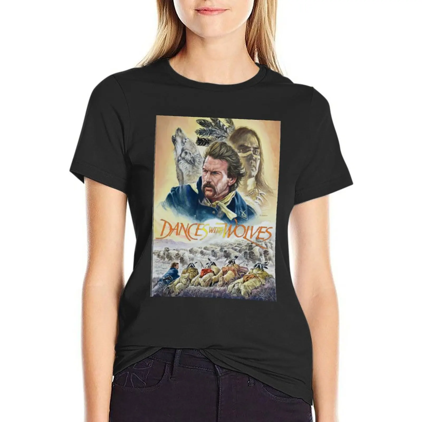 

Dance with Wolves T-Shirt vintage funnys heavyweights plus size tops tight shirts for Women