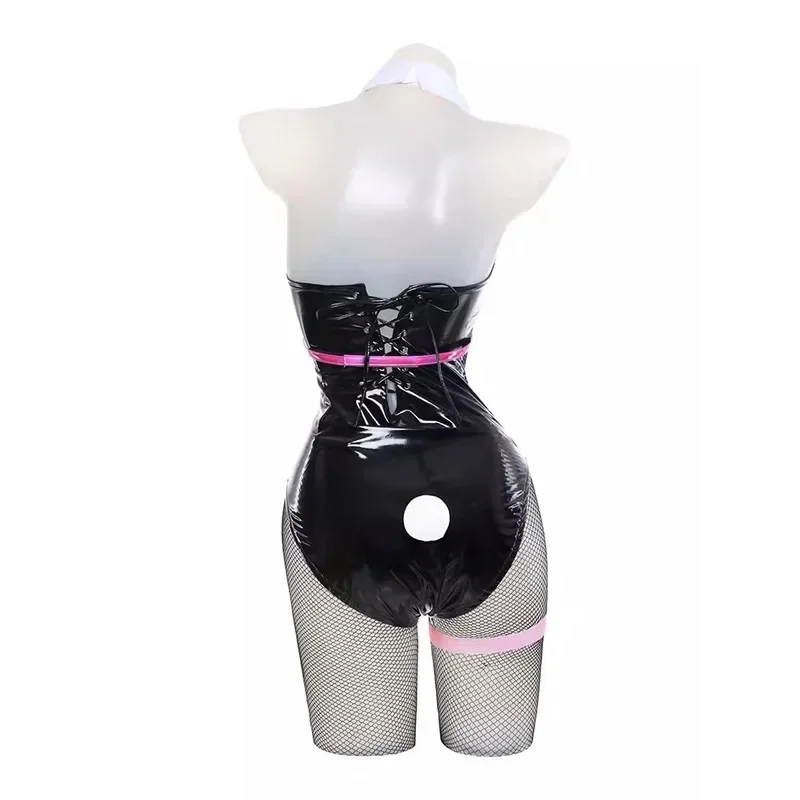 미쿠 토끼 코스프레 구멍 검은 가죽 토끼 소녀 섹시한 귀여운 할로윈 코스프레 의상 머리 장식 옷 램프 소녀 가발