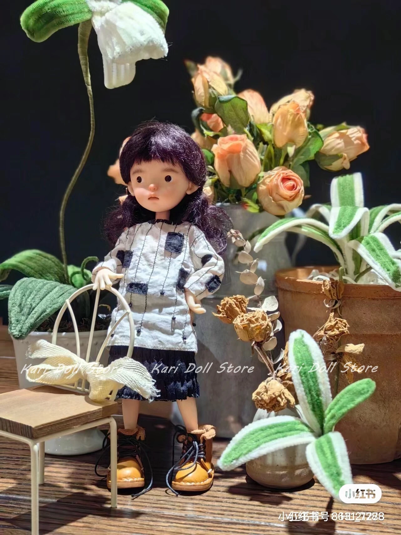 Kari Doll Clothes and skirts Tea dyed black and white pairing for Landazz Landoudou Doll