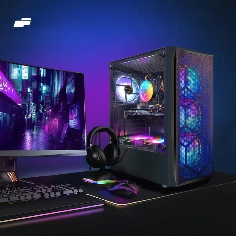 Computer desktop per PC da gioco, Core I7 fino a 3,9 GHz, Radeon RX 580 8G, 16G RAM, SSD 512G, WiFi, Bluetooth 5.0, RGB.