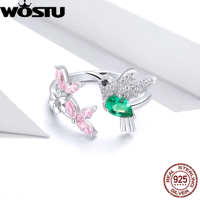 WOSTU fede nuziale in vero argento Sterling 925 misura regolabile anelli con ape fiore dito per le donne regalo di gioielli di moda di fidanzamento