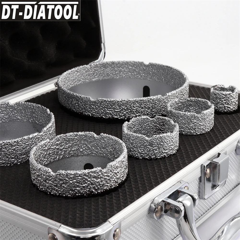 

DT-DIATOOL 6pcs Dia 20-100mm Diamond Drilling Core Bit Case Set for Porcelain Tiles Granite Marble Hole Saw Tools Kit M14 Thread