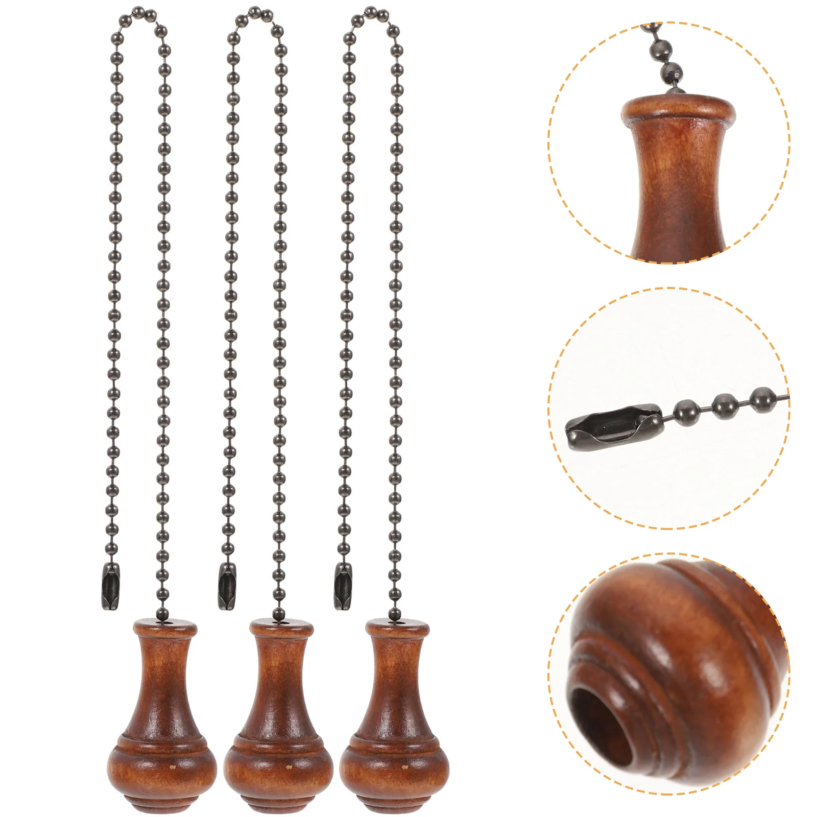 

5Pcs Ceiling Fan Pull Chain Wooden Ball End Fan Beaded Extension Chain for Light Pulling and Lamp Accessories Lamp Accessories
