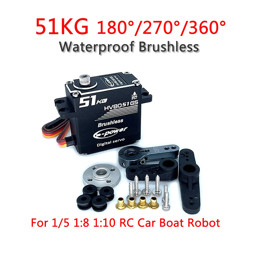 50KG Servo E-Power Waterproof BLS-HV8050GS 180°/270°/360° Aluminum Digital 14V HV Brushless for 1/5 RC Car Truck Boat