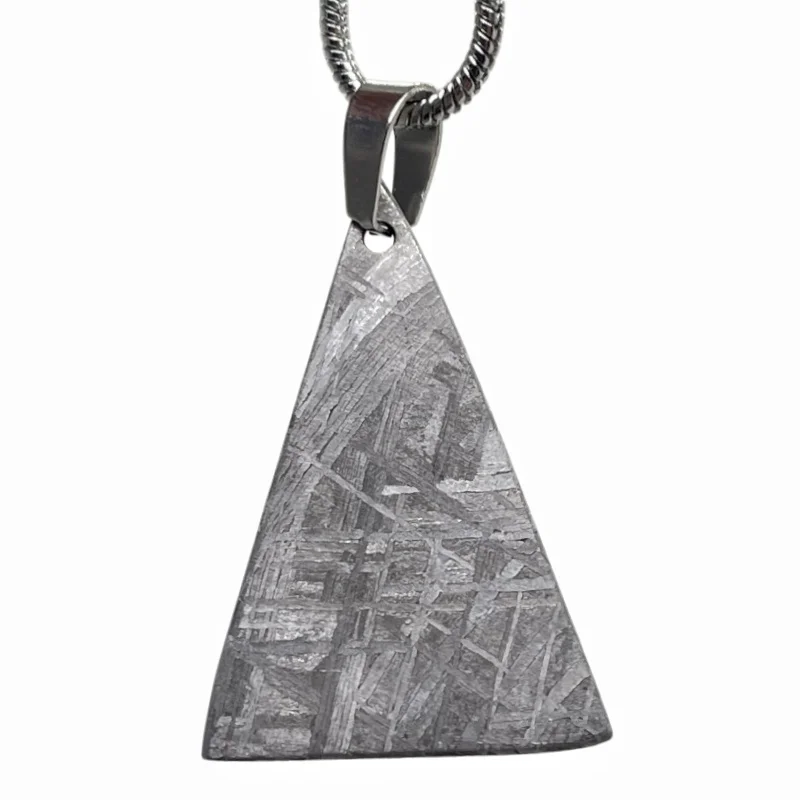 Natural Gibeon Meteorite Triangular Pendant Authentic Iron Meteorite Slice Necklace Collectible Cosmic Stone Jewelry - LK642