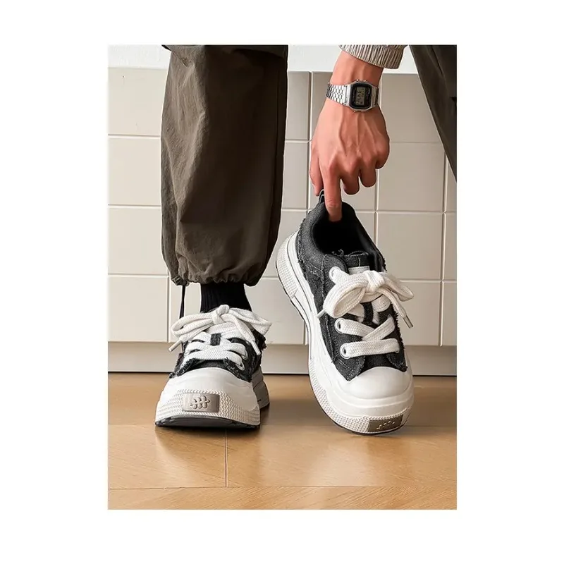 

Sneaker Casual Plus Size 43 44 Womens Mens Designer Couple White Shoes Fashion Canvas Height Increased Flat Platform Board Shoes