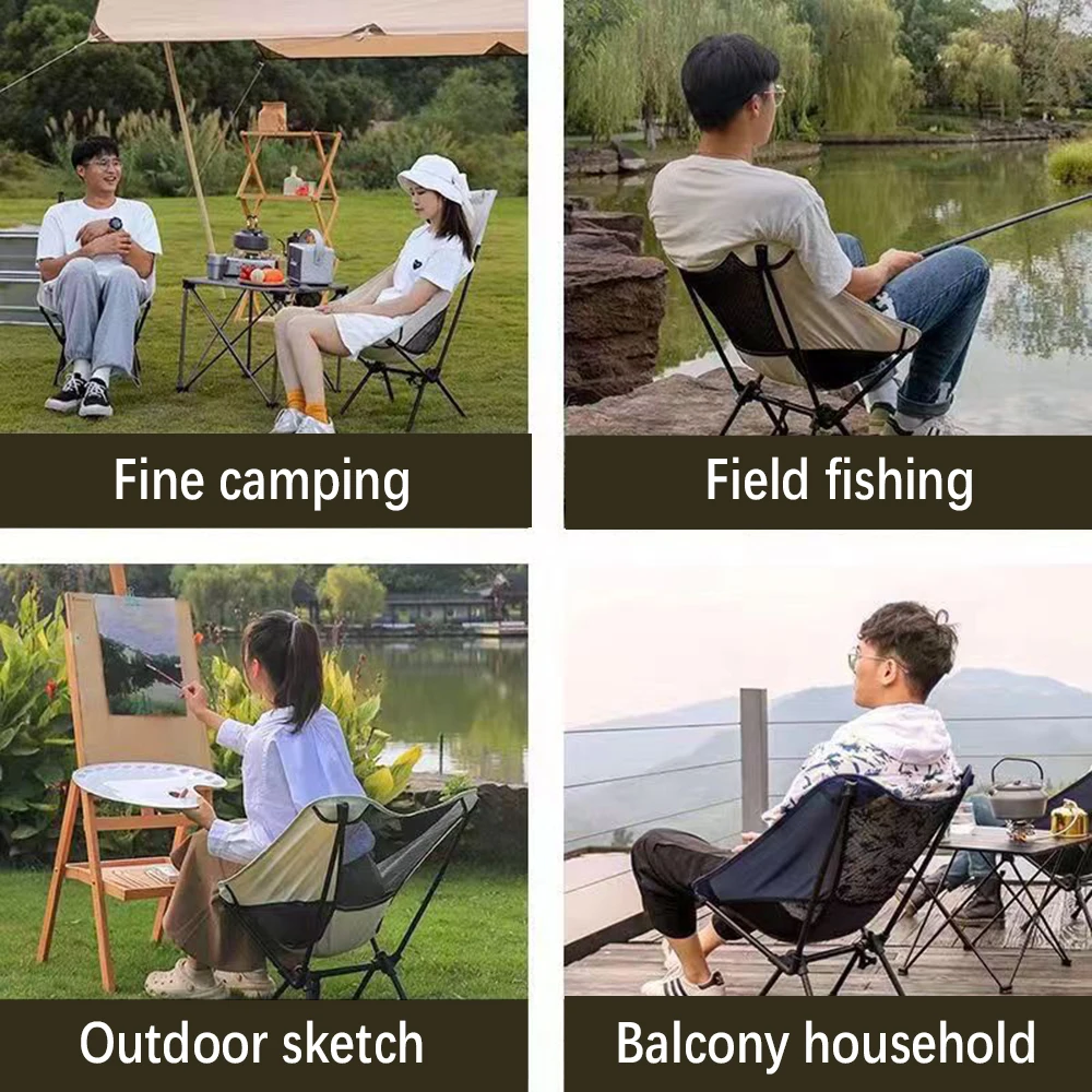 Outdoor Folding Chair Portable Camping Chair Moon Chair Kermit Recliner Back Stool Picnic Fishing Mazar