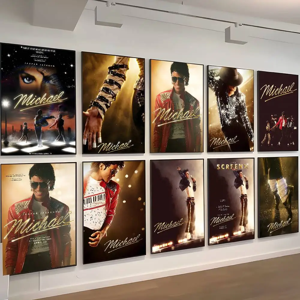 Affiches d'anime du biopic du film Michael 2026 Michael-Jackson, impressions sur papier blanc adhésif, affiches artistiques, décoration de chambre Kawaii