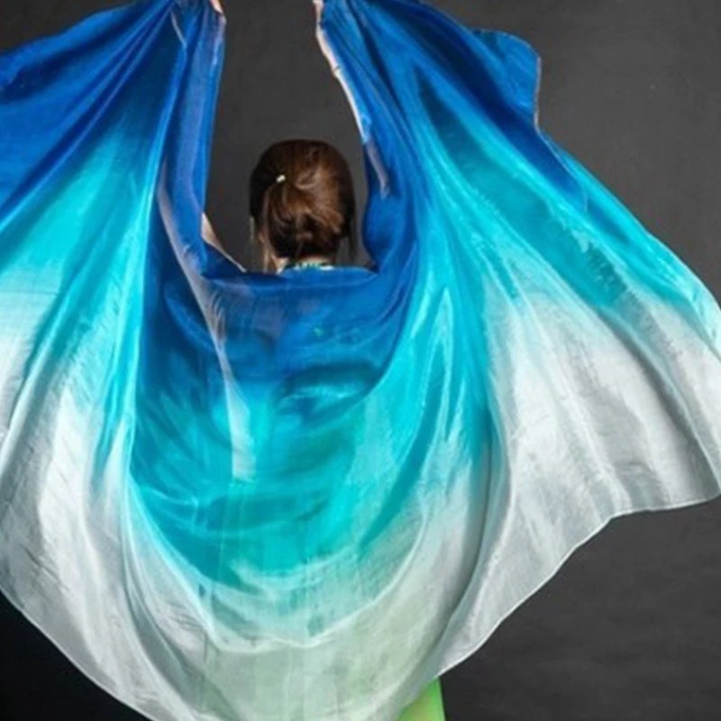 2M Gradient Color Pashmina Hijabs Women Dancing Scarf Fashion Party Latin Belly Dance Performance Shawl Beach Foulard Headband