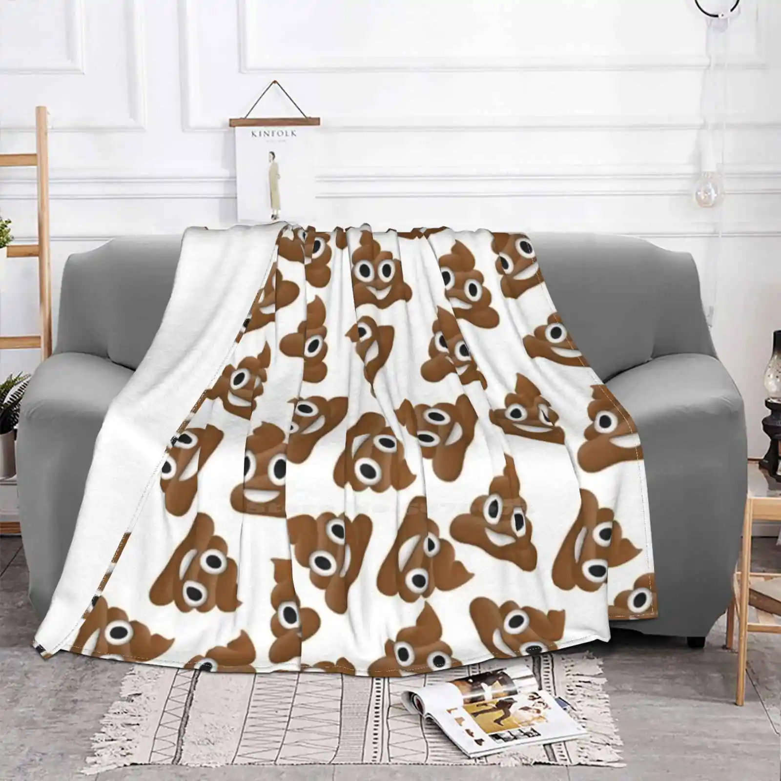 Pile Of Poo Poop Pattern Fashion Soft Warm Throw Blanket Poop Patter Pile Of Poo Pattern Smiling Poop Poo Face