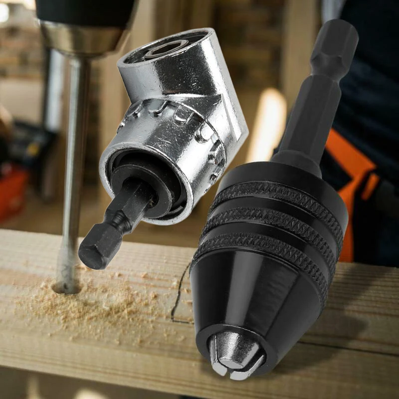Right Angle Bit Keyless Drill Chuck Hex Shank Converter Adapter Clamping Range 0 36 5mm Angle Driver Screwdriver